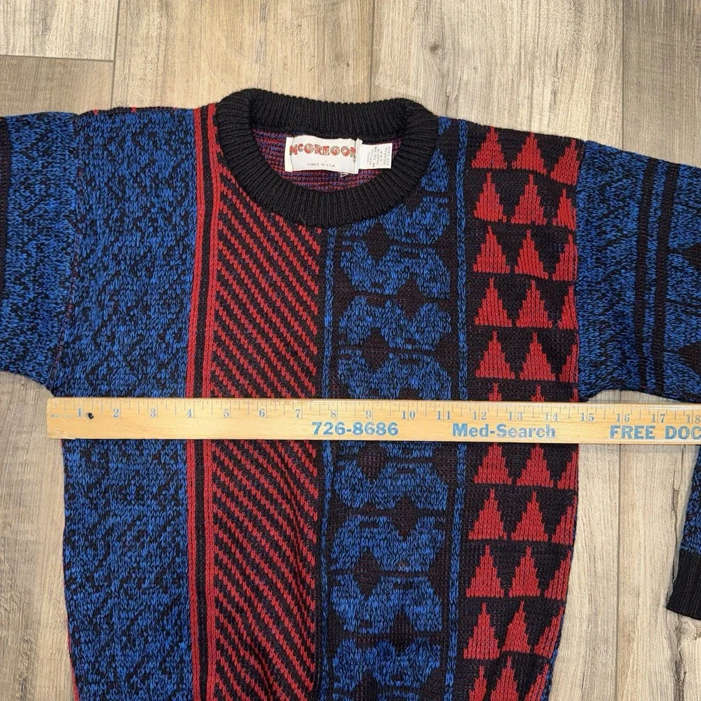 VTG McGregor 80s Sweater Youth‎ Medium Multicolor Abstract EUC